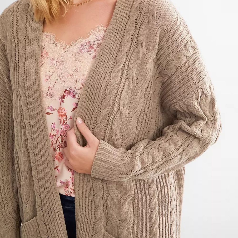 Daytrip Tan Cable Knit Cardigan
